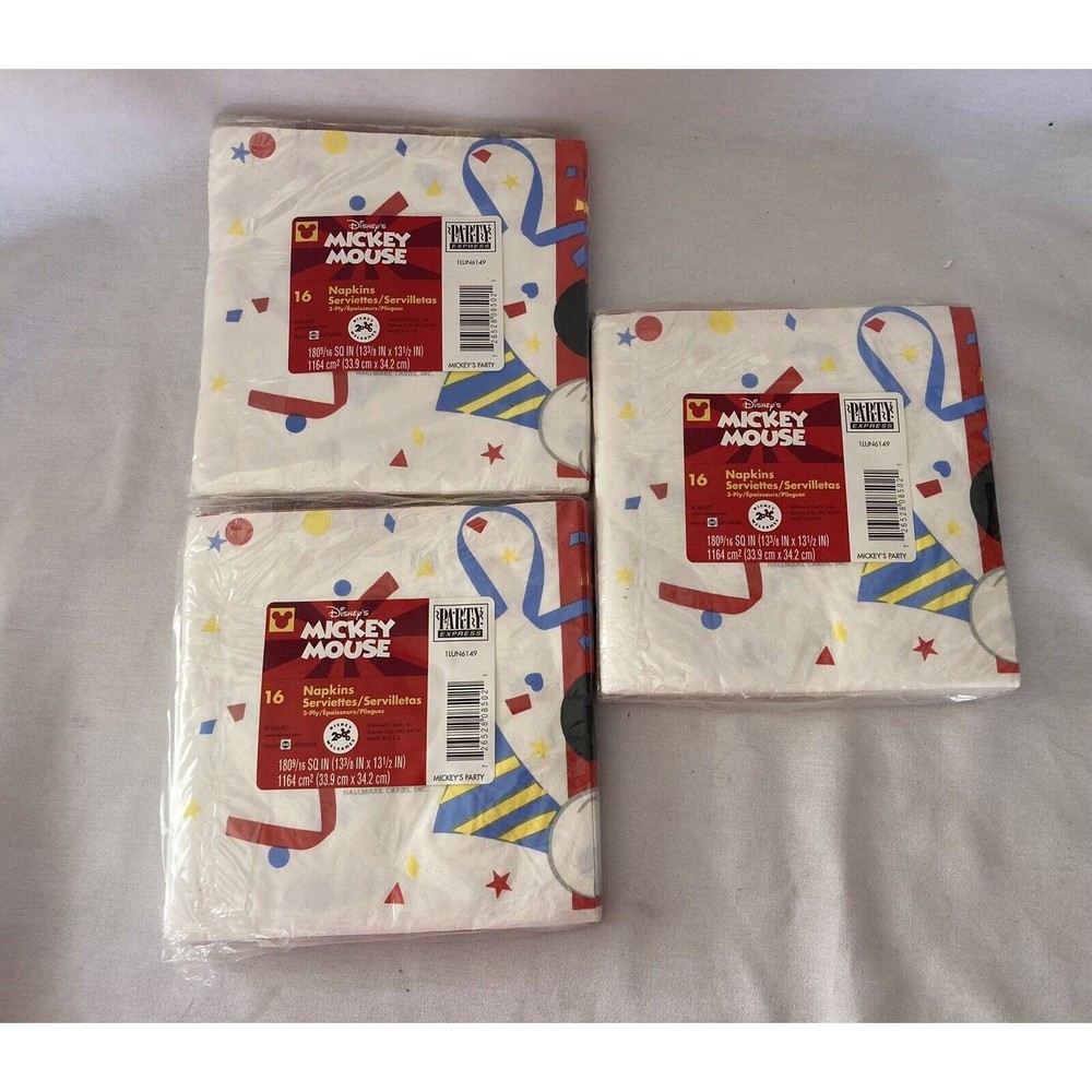 Party Express Disney Mickey Mouse Napkins Mickeys Party Set Of 3 - 48 Total NEW